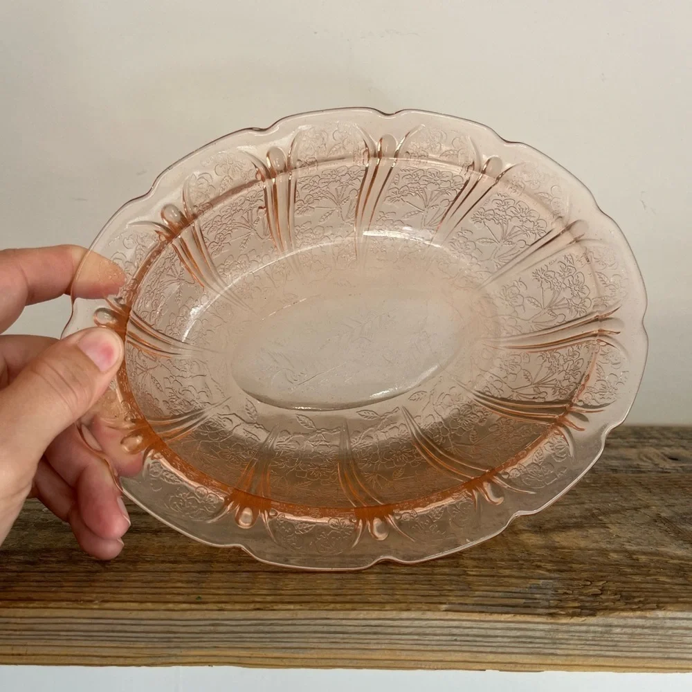 Pink Depression Glass Serving Bowl